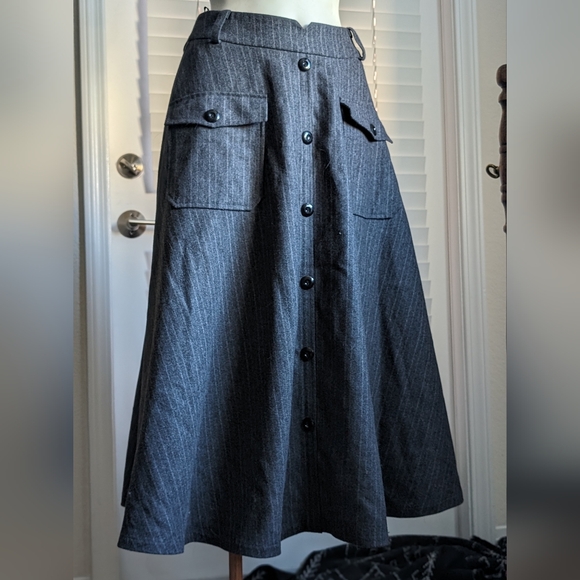 Vintage style pinstripe wool skirt - Picture 1 of 7